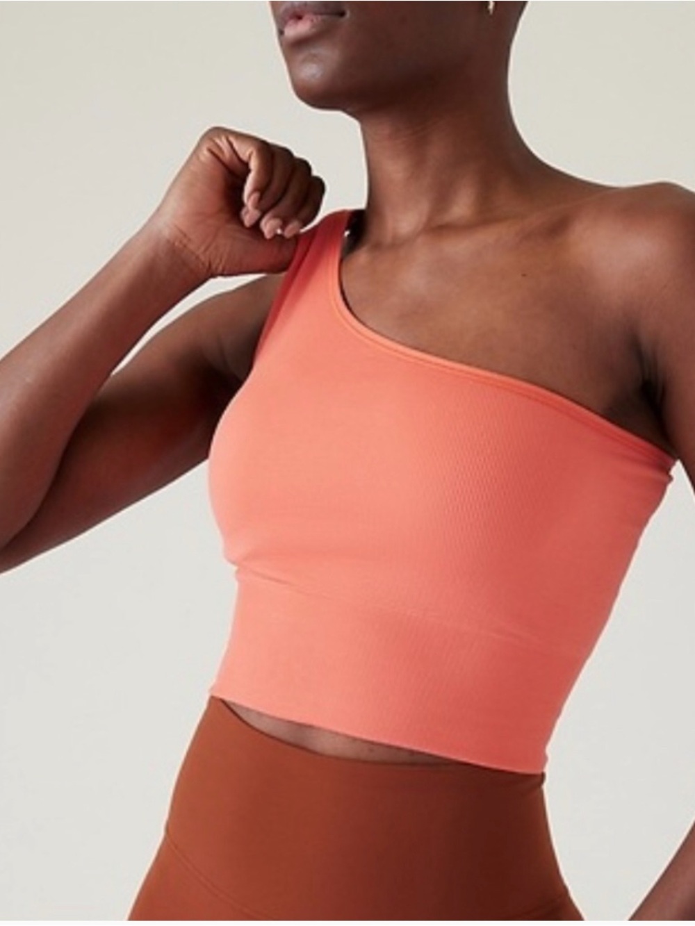 Athleta new One-Shoulder Crop Top in Coral size XXS activewear NWT yoga